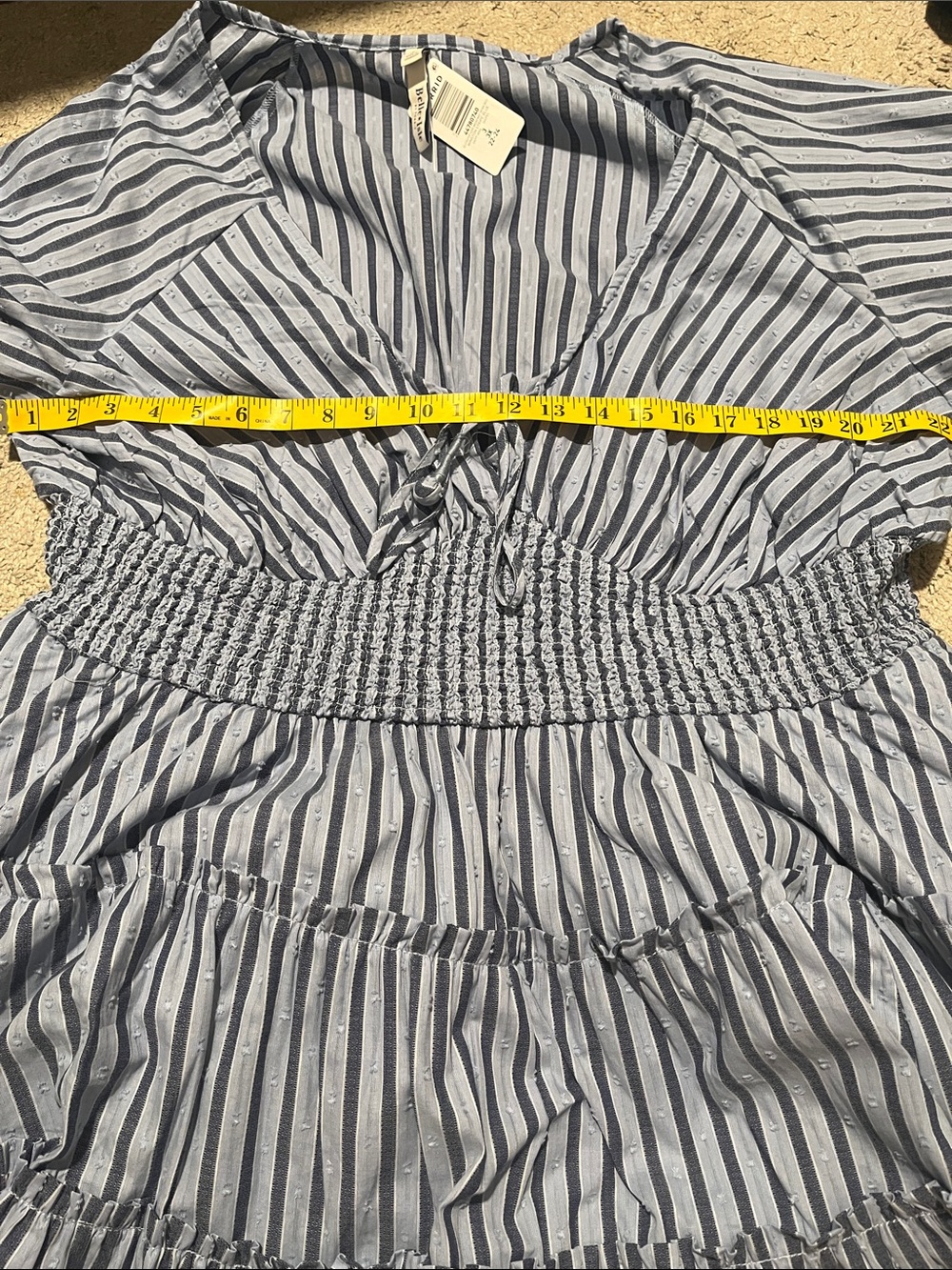 Torrid Belle Isle Stripe Peasant Mini Dress Cottagecore Coquette Feminine Boho - Picture 14 of 16